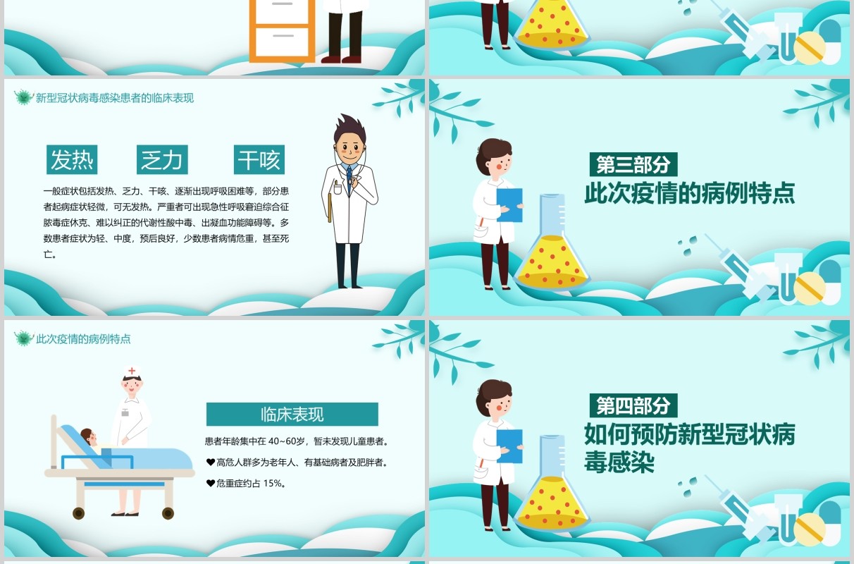 浅蓝色新型冠状病毒感染肺炎预防知识主题班会PPT课件模板