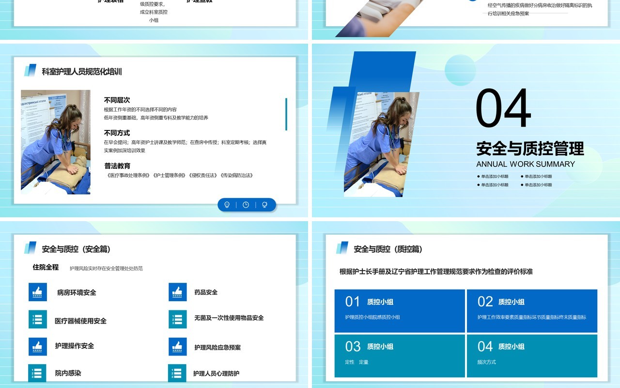 蓝色简约风护士长述职报告PPT模板