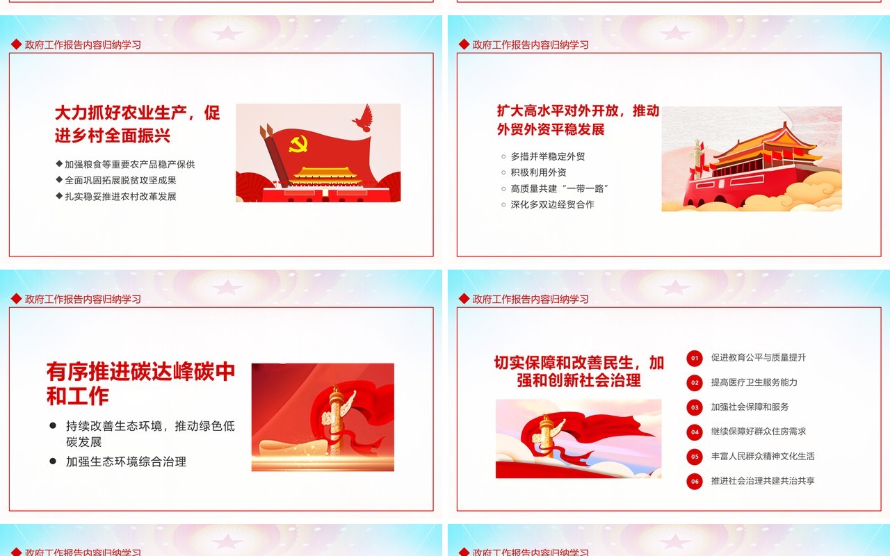 聚焦两会学习贯彻2022全国两会精神政府工作报告解读动态PPT模板