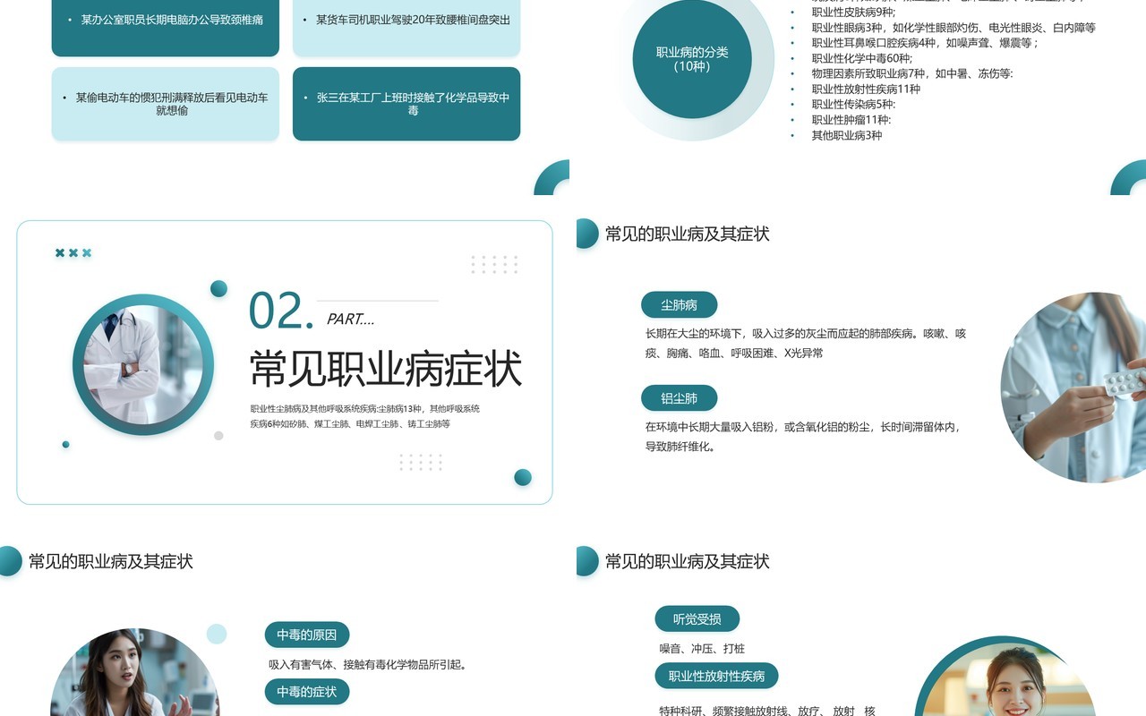 绿色简约风职业病防治培训PPT模板