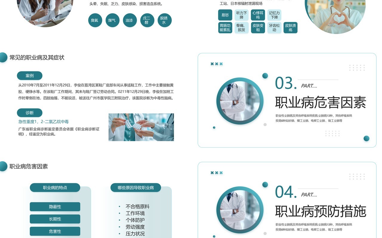 绿色简约风职业病防治培训PPT模板