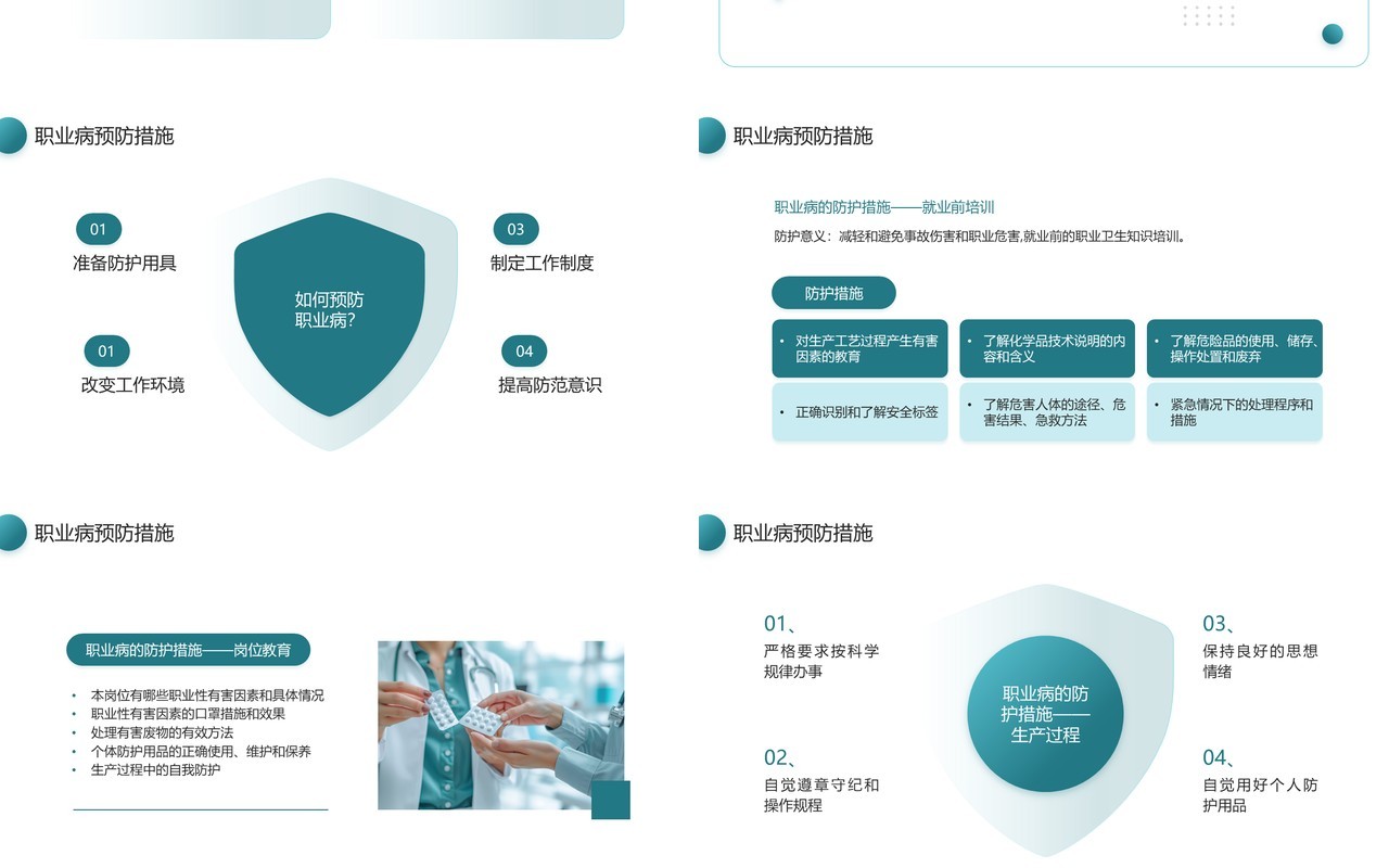 绿色简约风职业病防治培训PPT模板
