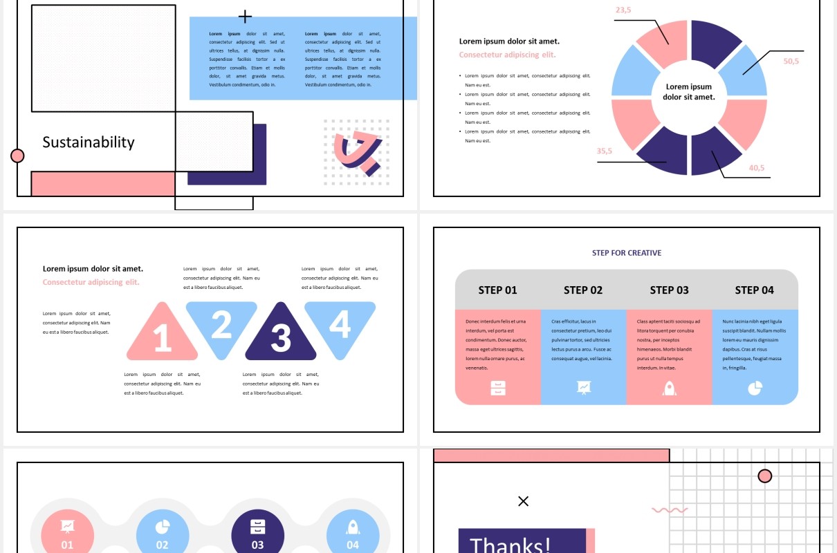 孟菲斯创意个人简历工作报告PPT模板图片排版设计KALER - Memphis Powerpoint Template