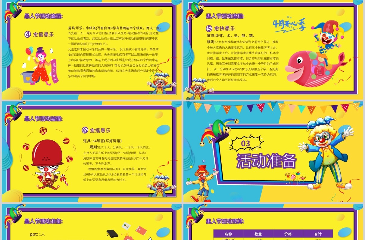 卡通活泼愚人节线上活动策划PPT模板