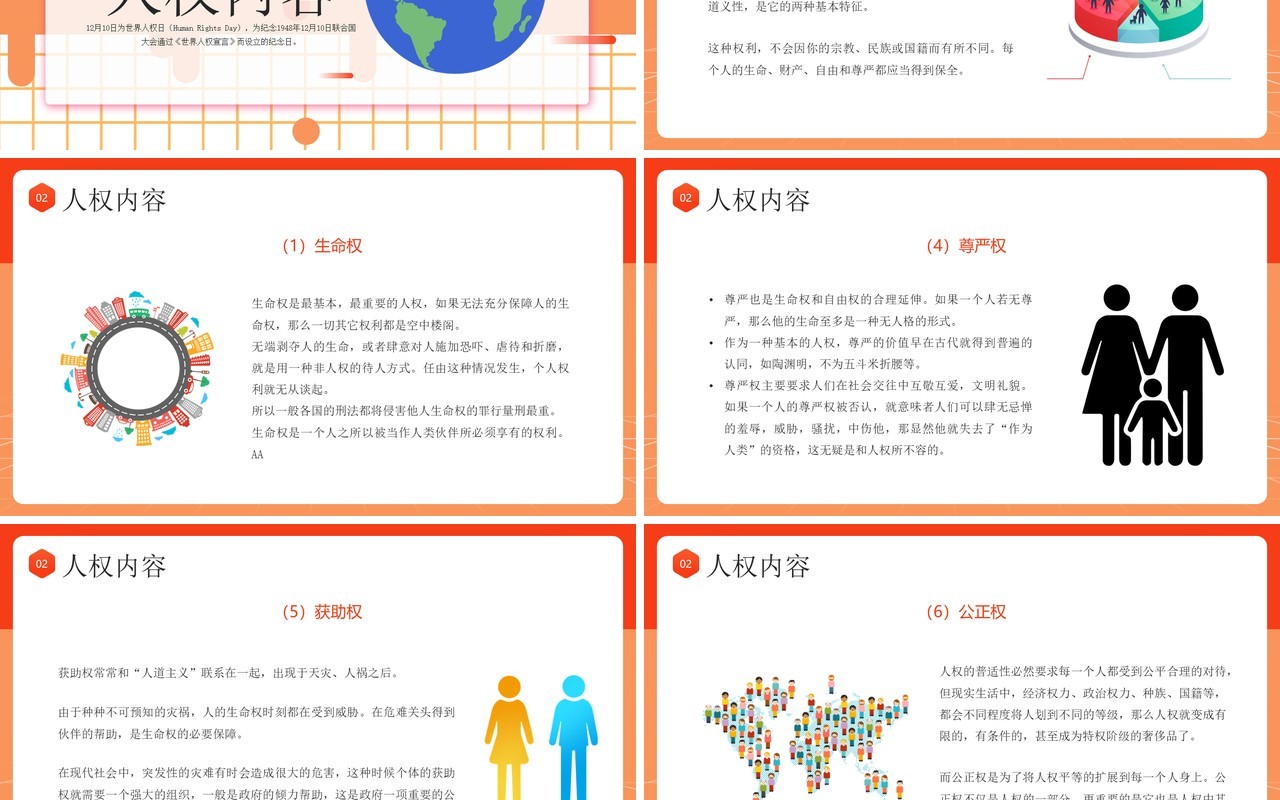 橙色卡通风世界人权日介绍PPT模板