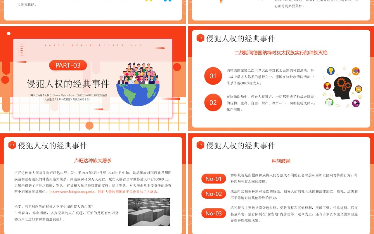 橙色卡通风世界人权日介绍PPT模板