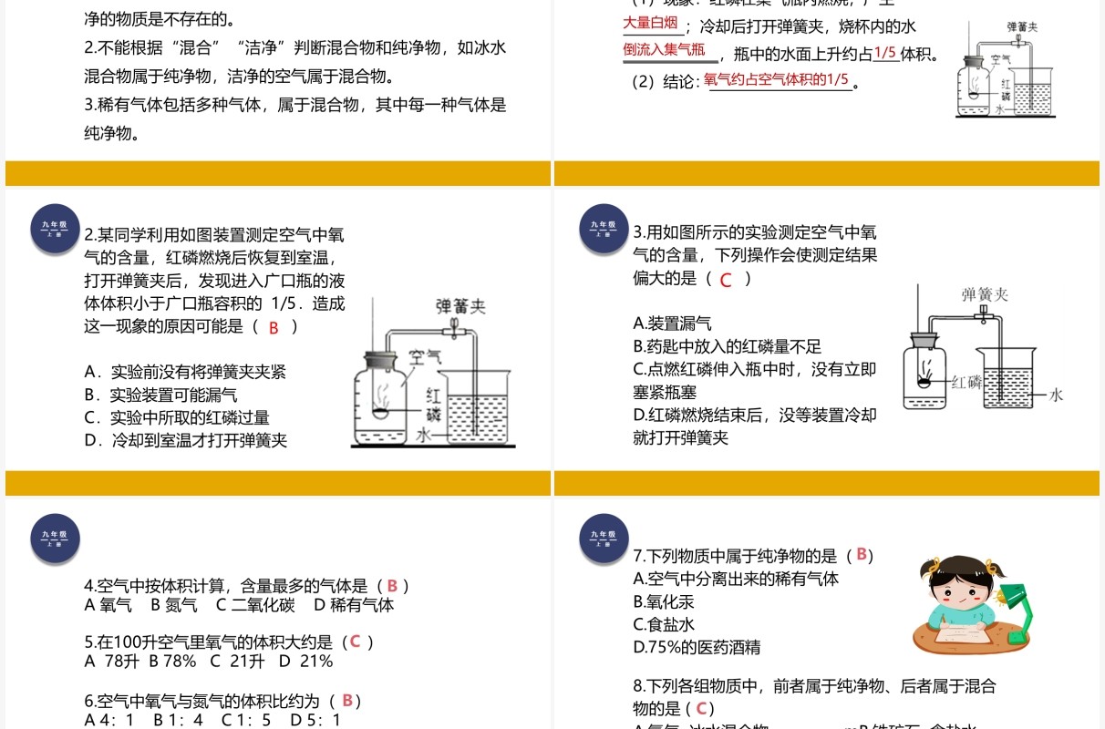 部编版九年级化学上册空气课件PPT模板