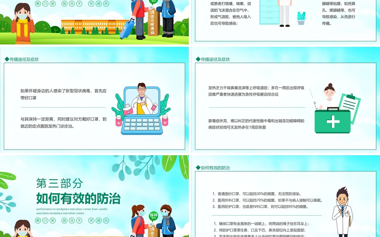 守校园平安护师生健康校园疫情防控PPT模板