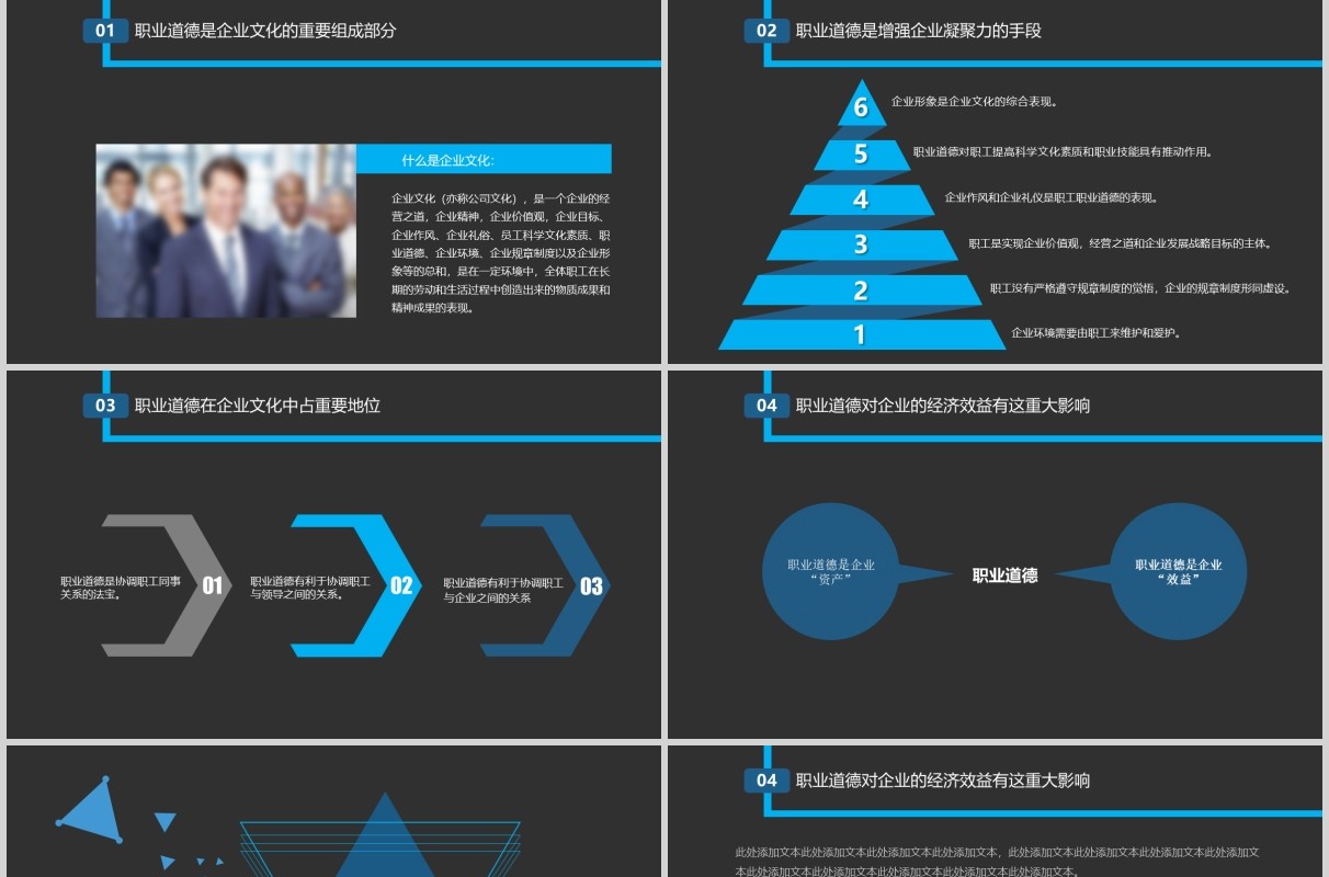 黑色企业管理员工职业道德素材培训PPT模板