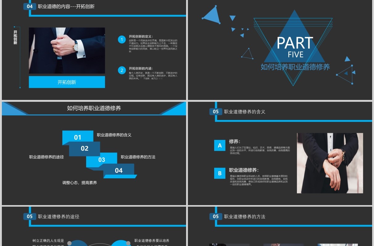 黑色企业管理员工职业道德素材培训PPT模板