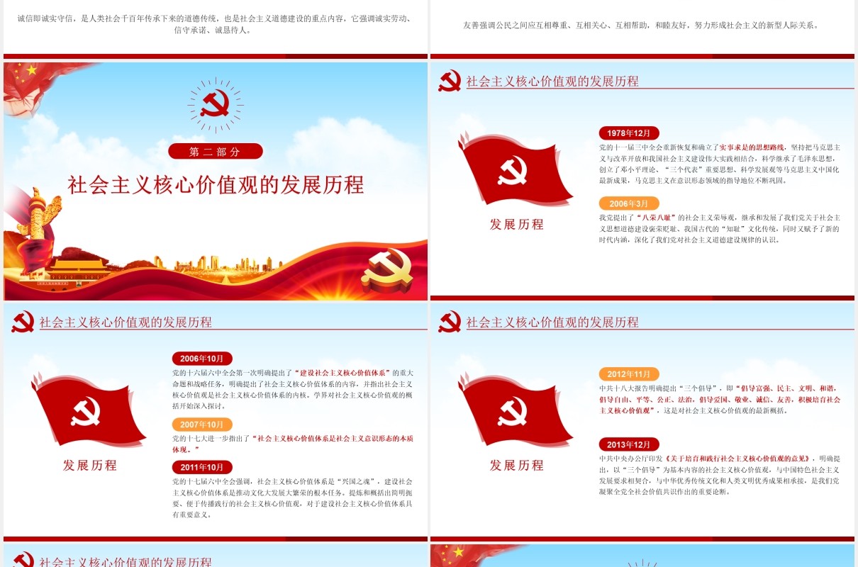 不忘初心学习贯彻社会主义核心价值观党课动态PPT模板