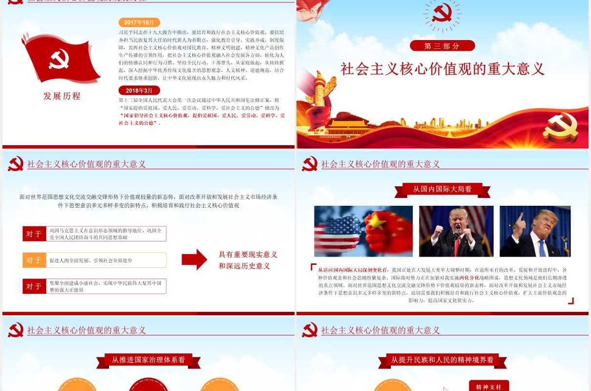 不忘初心学习贯彻社会主义核心价值观党课动态PPT模板