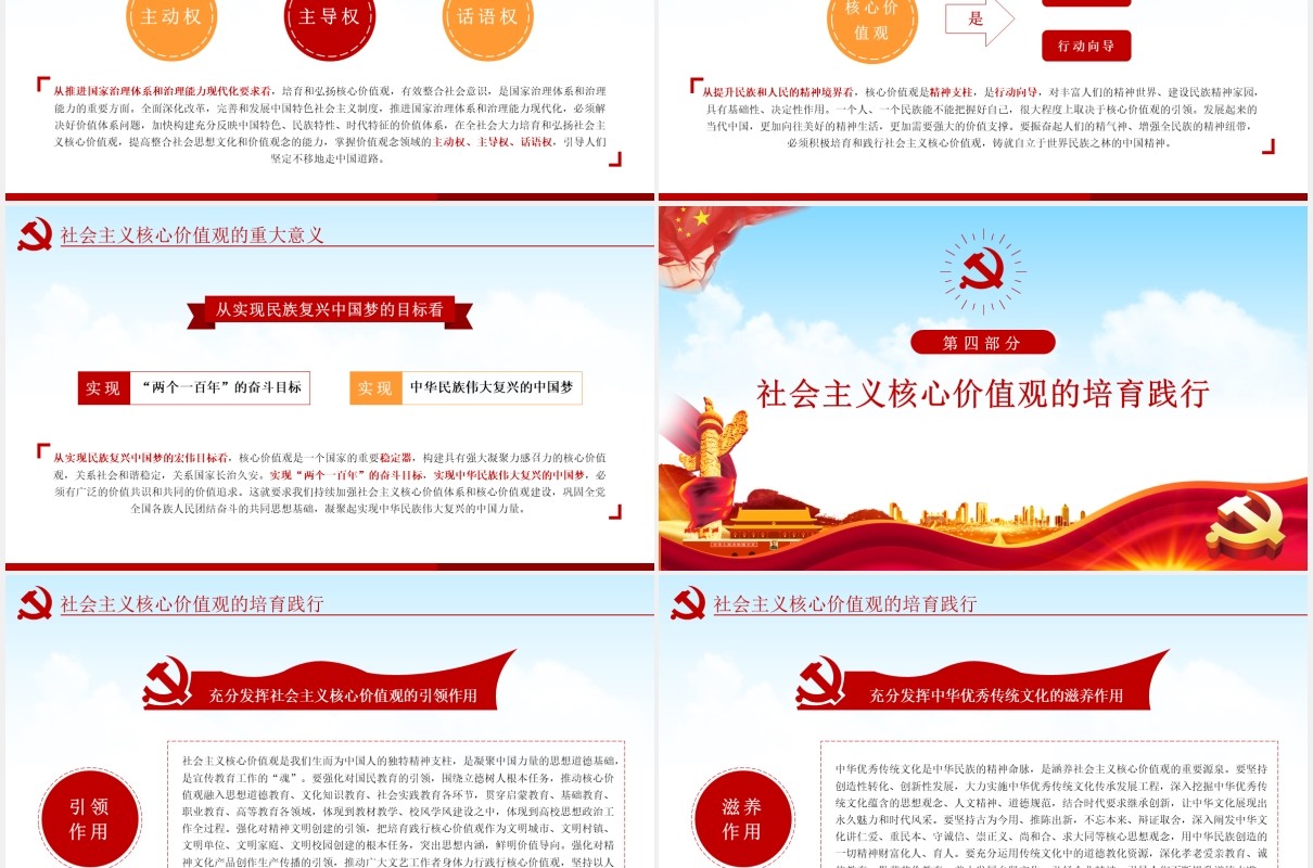 不忘初心学习贯彻社会主义核心价值观党课动态PPT模板