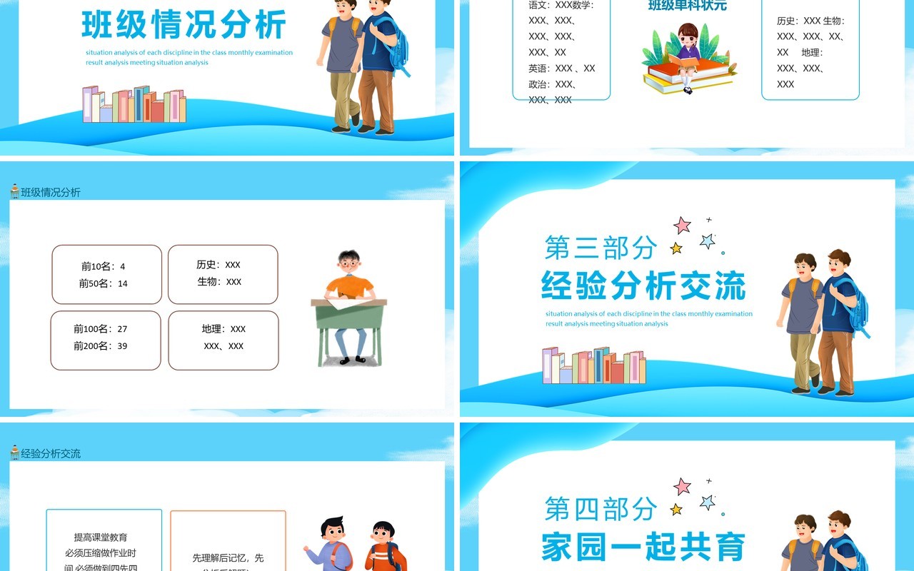 班级各学科的情况分析月考成绩分析会动态PPT模板