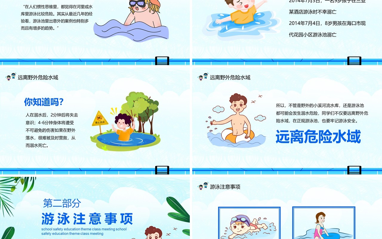 夏季防溺水校园安全教育主题班会动态PPT模板