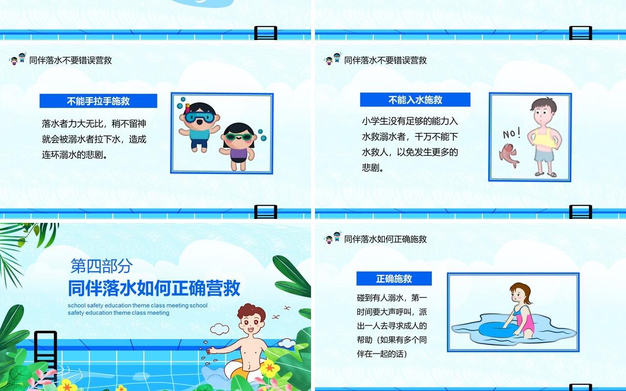 夏季防溺水校园安全教育主题班会动态PPT模板