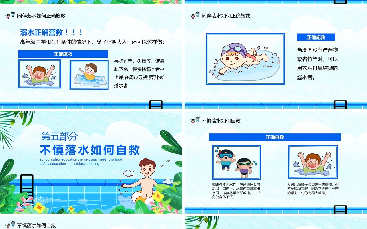 夏季防溺水校园安全教育主题班会动态PPT模板