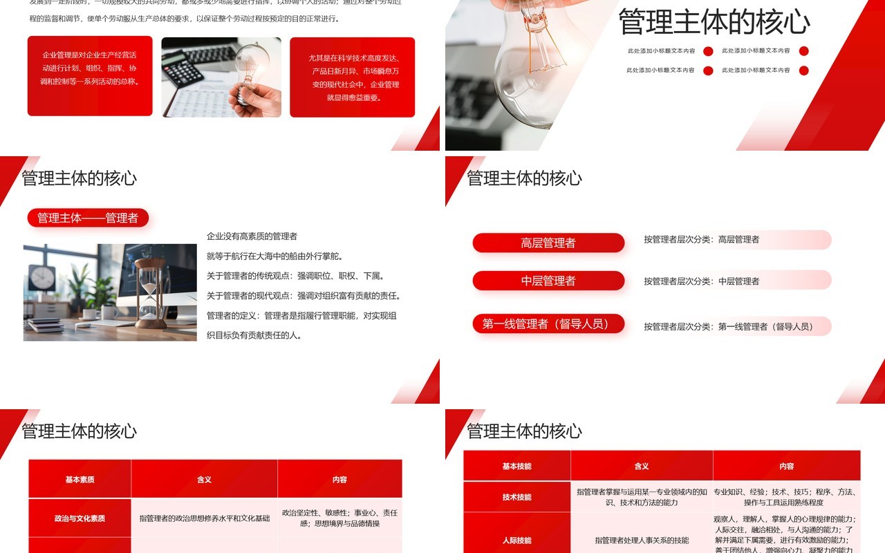 红色商务风企业经营管理培训PPT模板