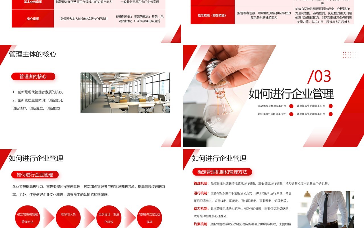 红色商务风企业经营管理培训PPT模板