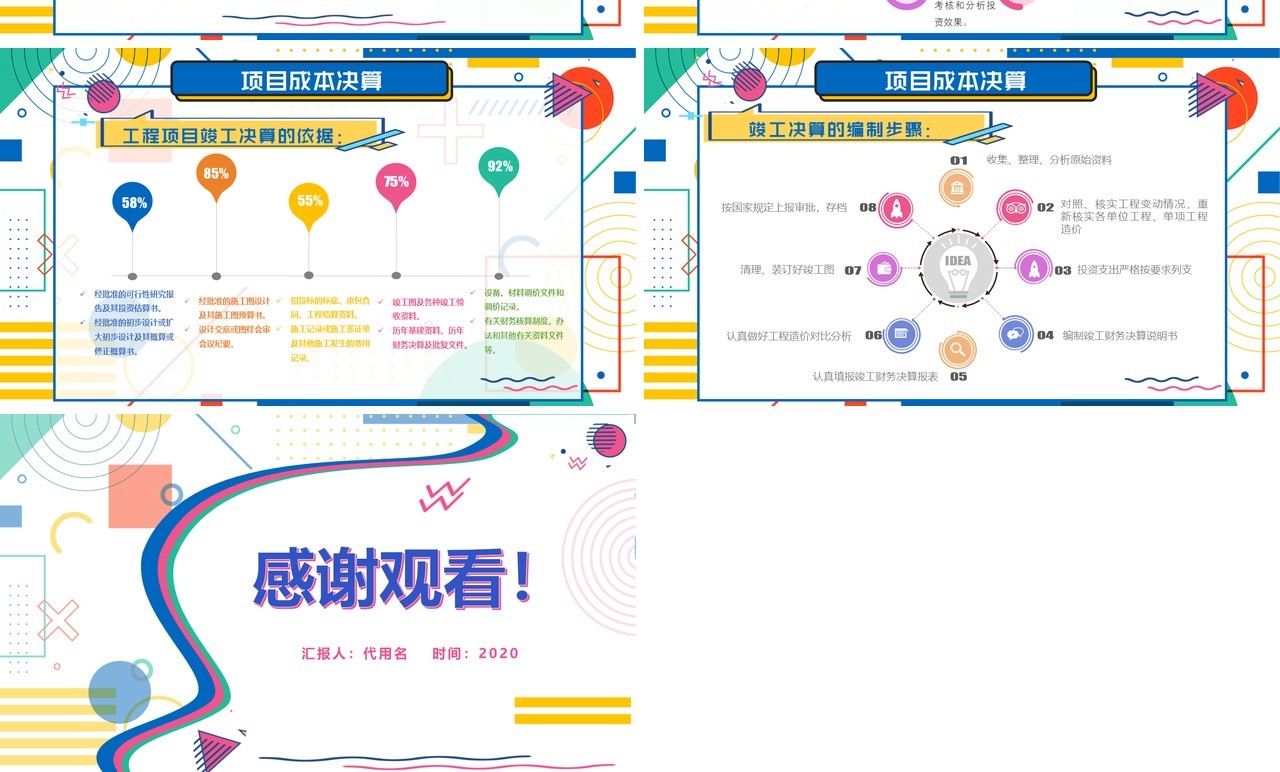 孟菲斯风格公司项目成本管理控制PPT模板