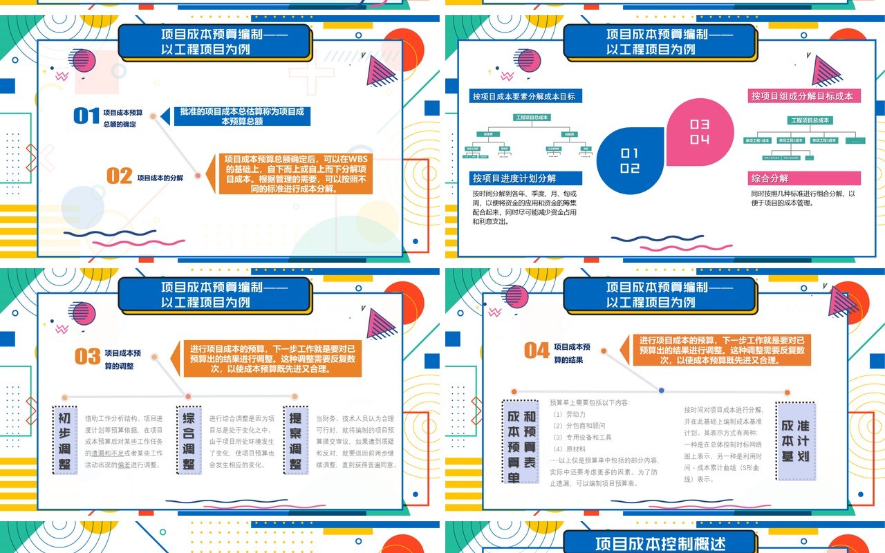 孟菲斯风格公司项目成本管理控制PPT模板
