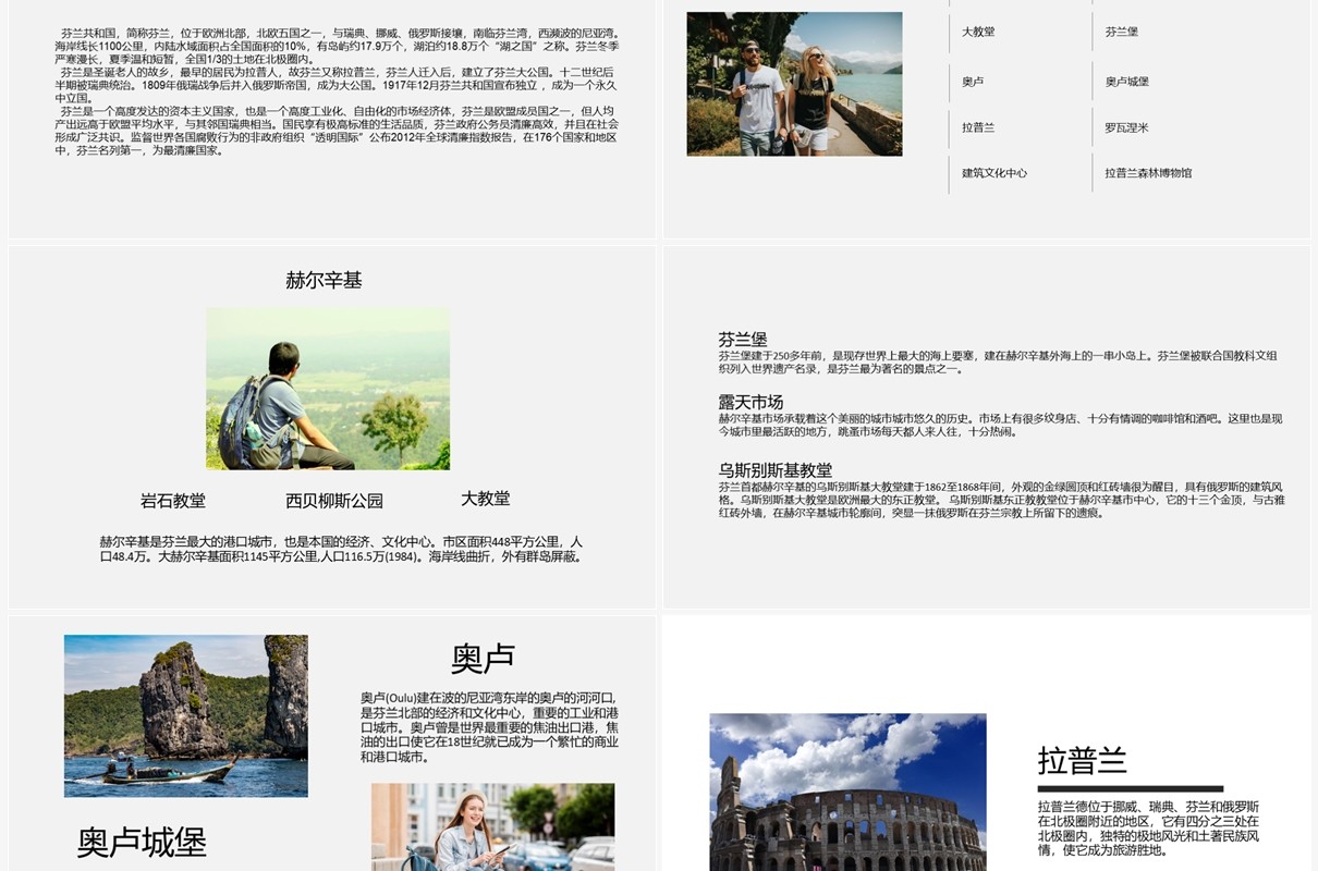 芬兰旅行相册旅游介绍PPT模板
