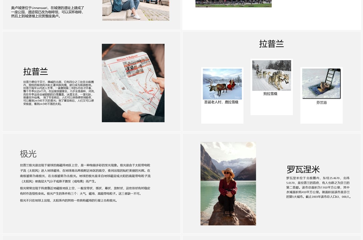 芬兰旅行相册旅游介绍PPT模板