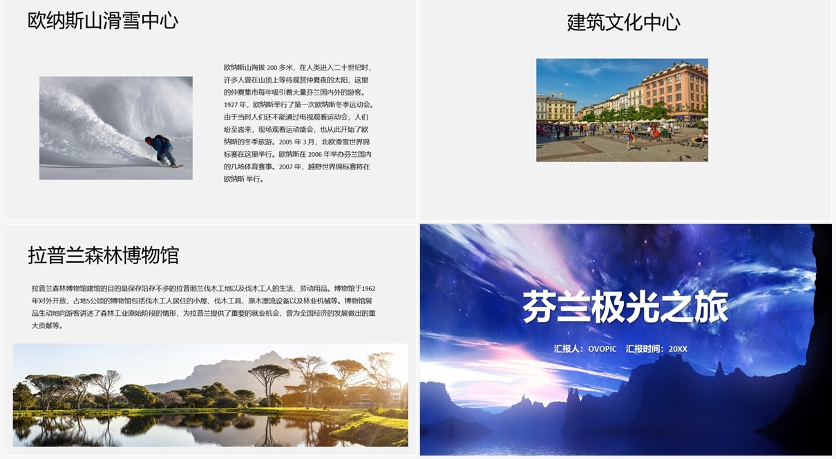 芬兰旅行相册旅游介绍PPT模板