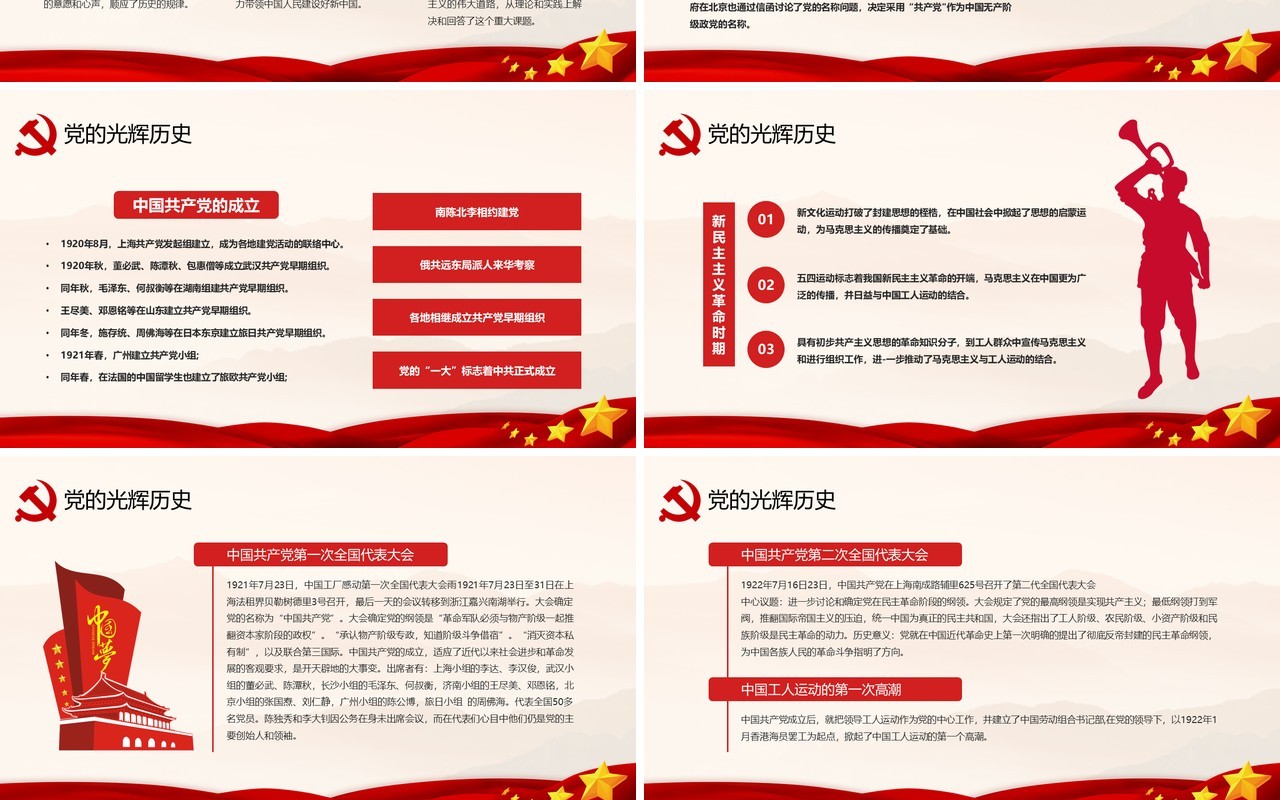 建党101周年中国共产党党史学习专题党课PPT模板