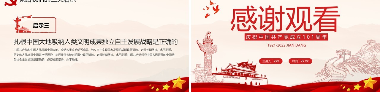 建党101周年中国共产党党史学习专题党课PPT模板