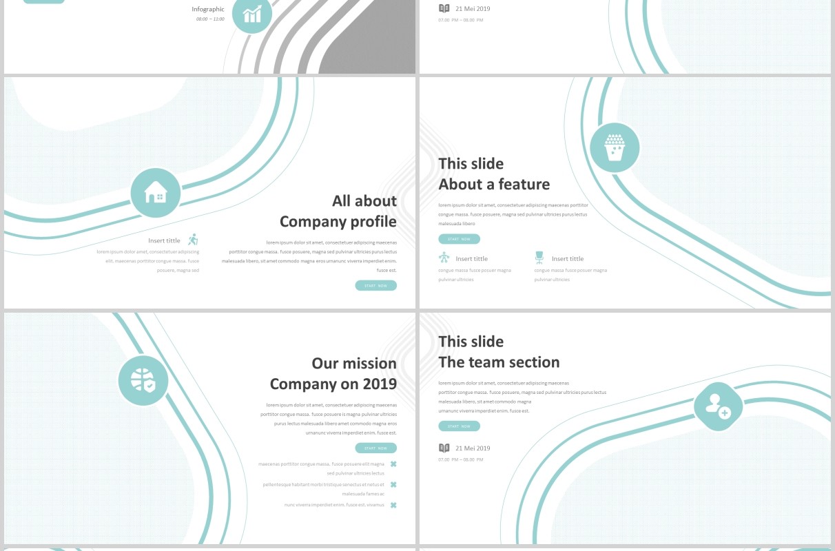 创意图形排版公司介绍工作汇报PPT模板Blunty - Powerpoint Template