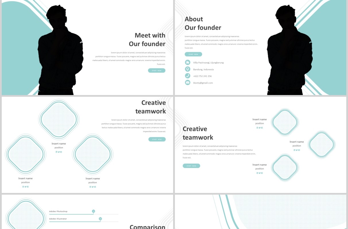 创意图形排版公司介绍工作汇报PPT模板Blunty - Powerpoint Template