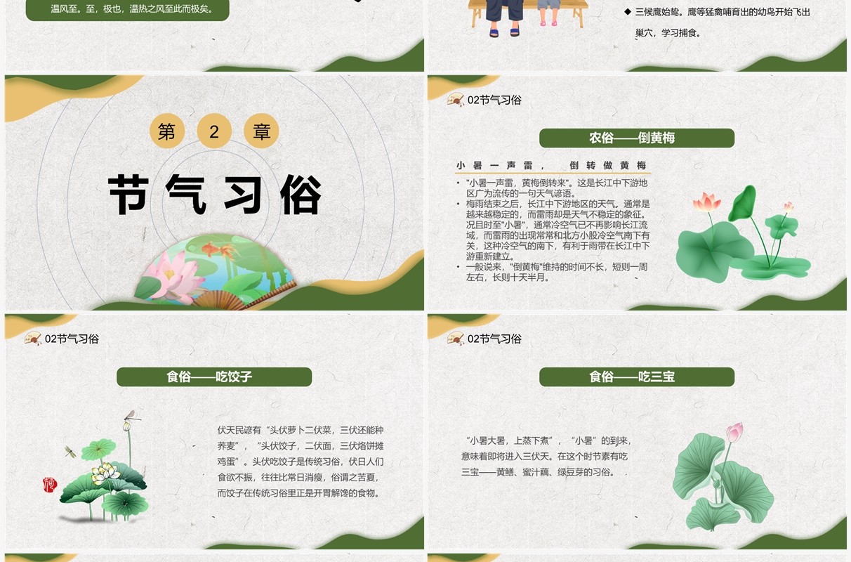 绿色中国风二十四节气之小暑PPT模板
