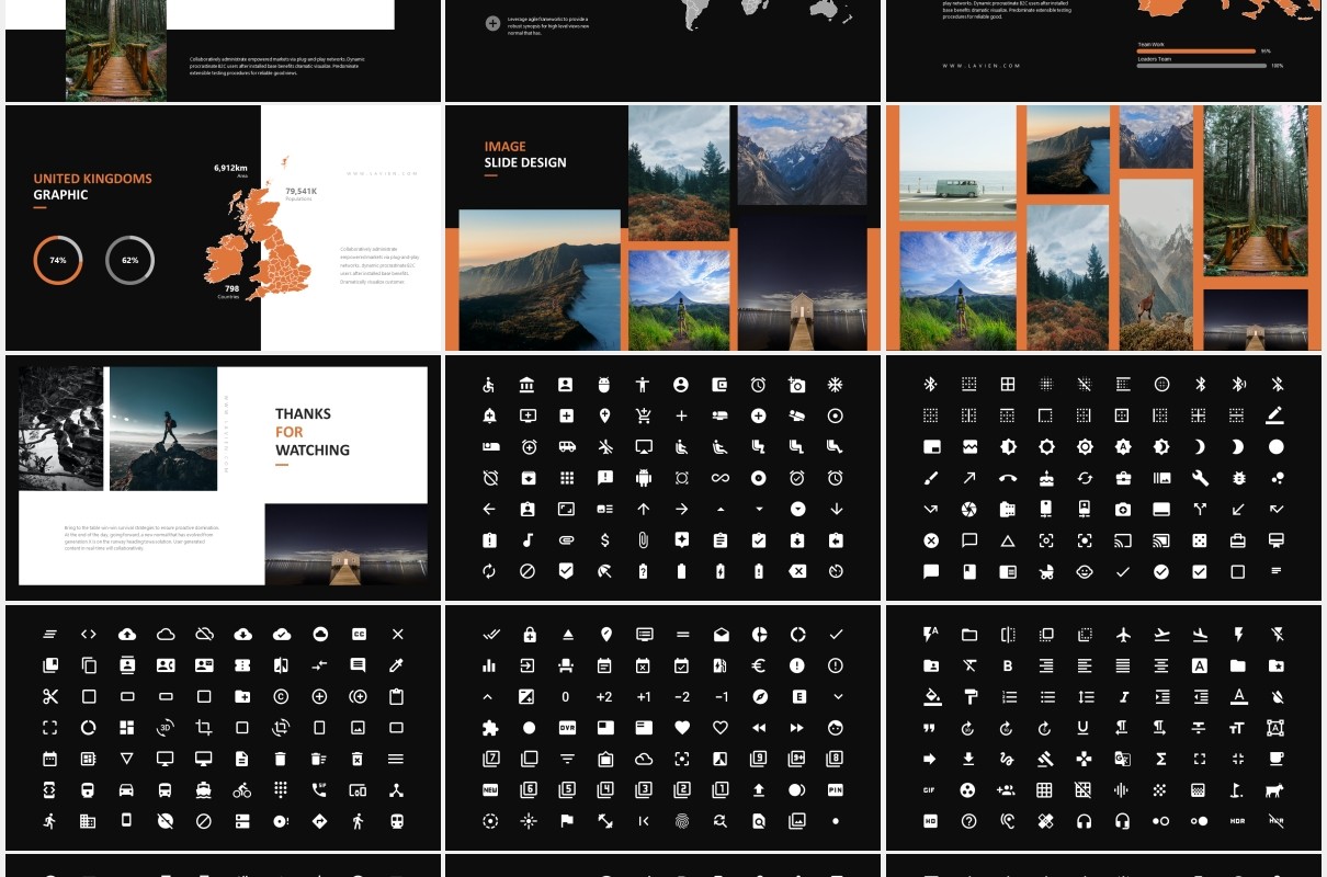 黑色摄影平面作品展示PPT模板Lavien-Clean Minimal Lookbook Powerpoint