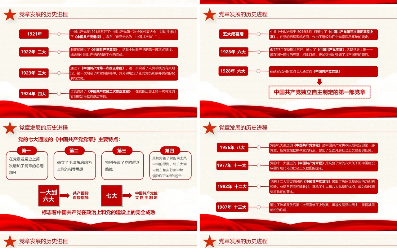 红色简约哪些新内容写入了党章学习解读党课PPT模板