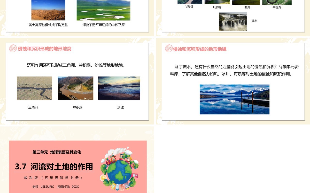 教科版五年级科学上册河流对土地的作用PPT模板