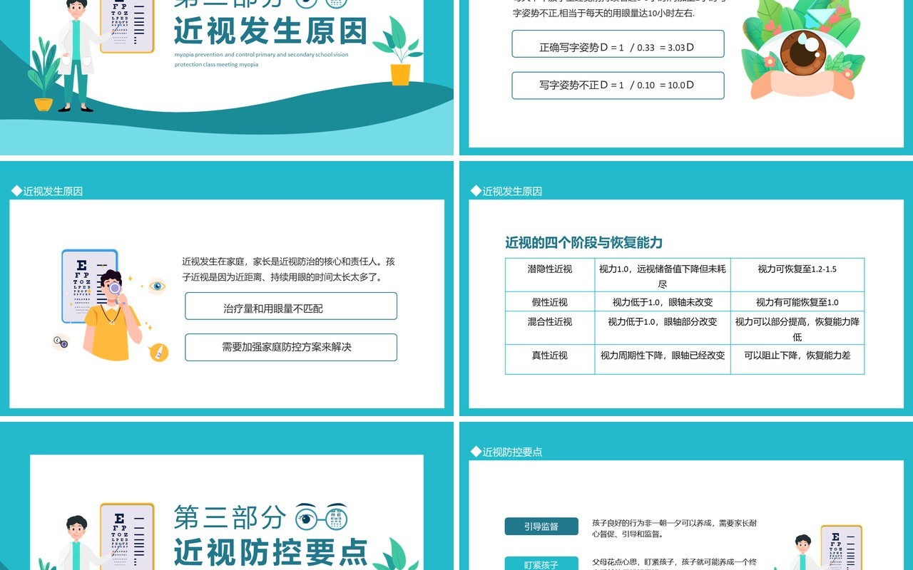 保护视力爱护眼睛近视防控中小学视力保护班会动态PPT模板