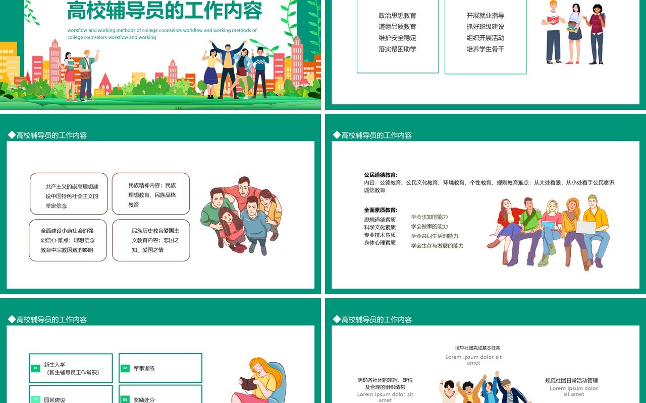 高校辅导员的工作流程与工作方法动态PPT模板