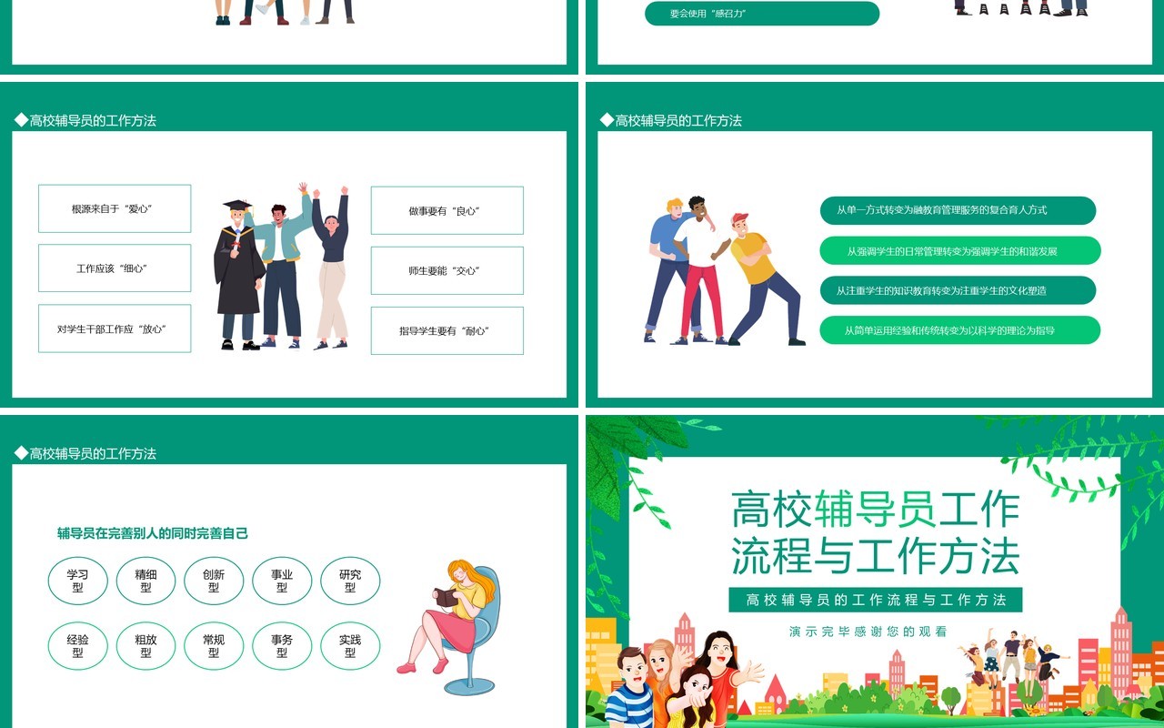高校辅导员的工作流程与工作方法动态PPT模板
