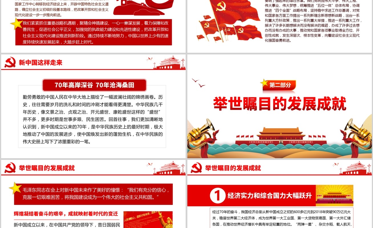 我和我的祖国新中国成立70年以来发生的巨大变化PPT模板