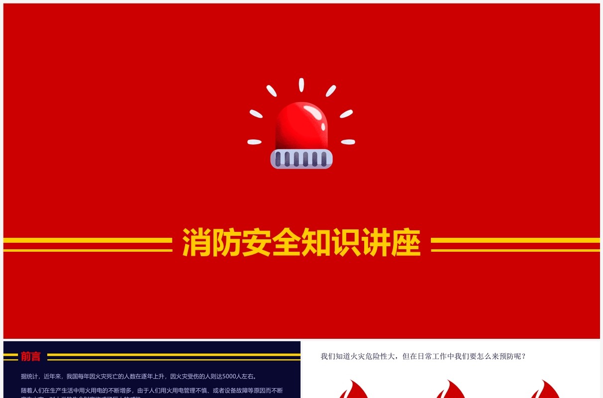 消防安全知识教育讲座PPT模板
