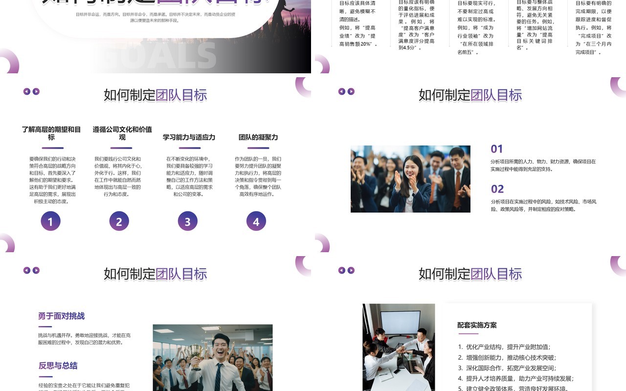 紫色励志商务风团队目标培训PPT模板