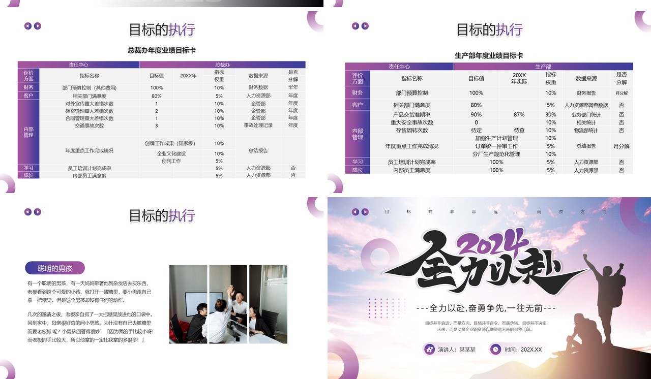 紫色励志商务风团队目标培训PPT模板