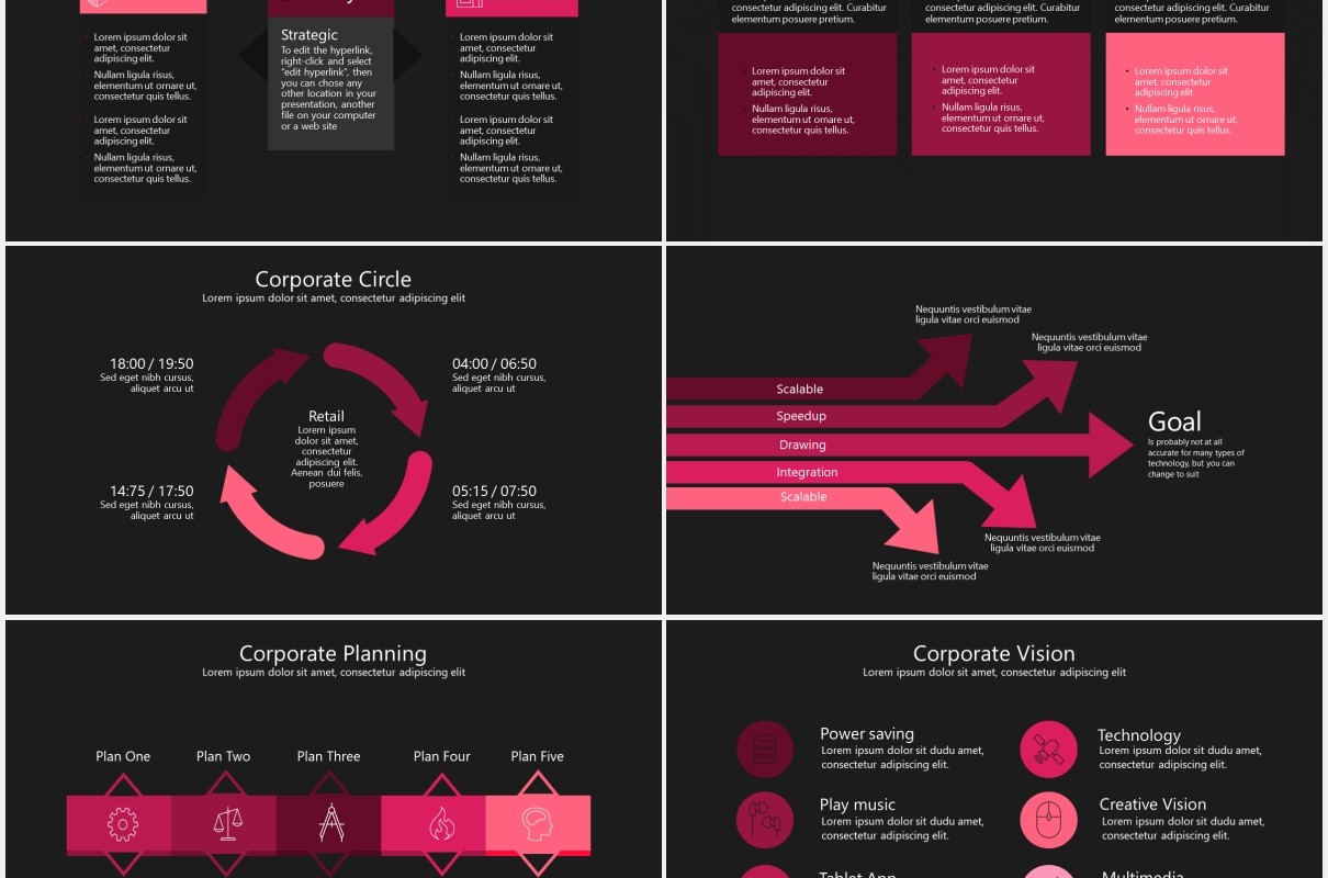 深色商务金字塔箭头流程图信息图表PPT模板素材rote powerpoint template