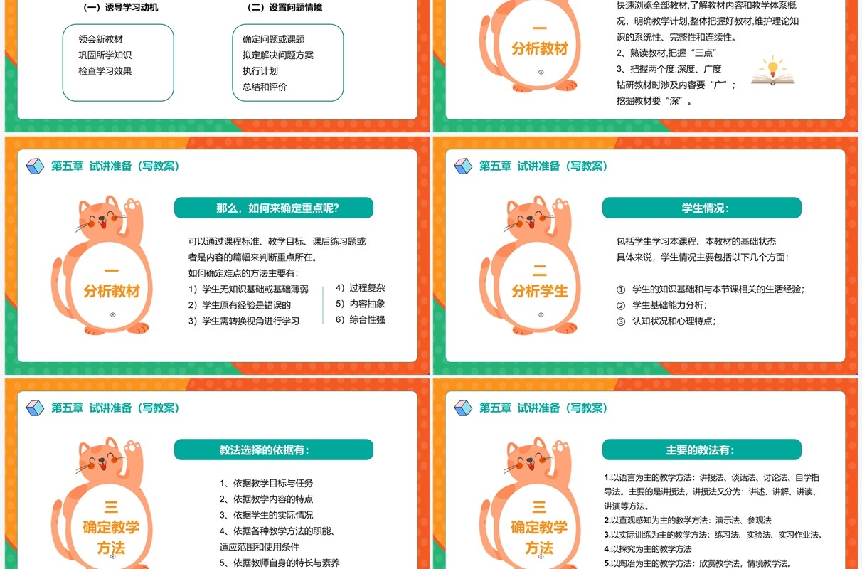 卡通风教师招聘考试面试讲义培训介绍PPT模板