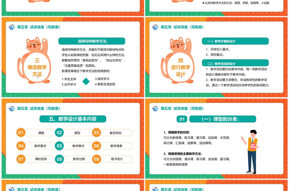 卡通风教师招聘考试面试讲义培训介绍PPT模板