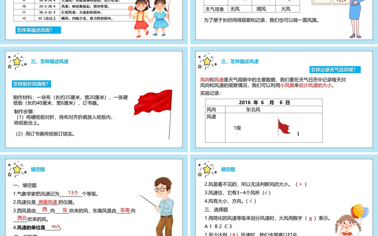 教科版四年级科学上册风向和风速教育课件PPT模板
