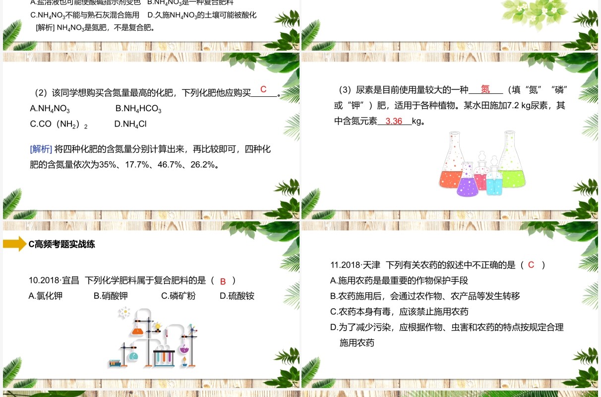 部编版九年级化学下册化学肥料课件PPT模板
