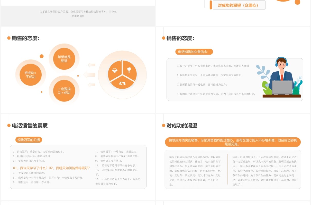 黄色简约风电话销售培训PPT模板