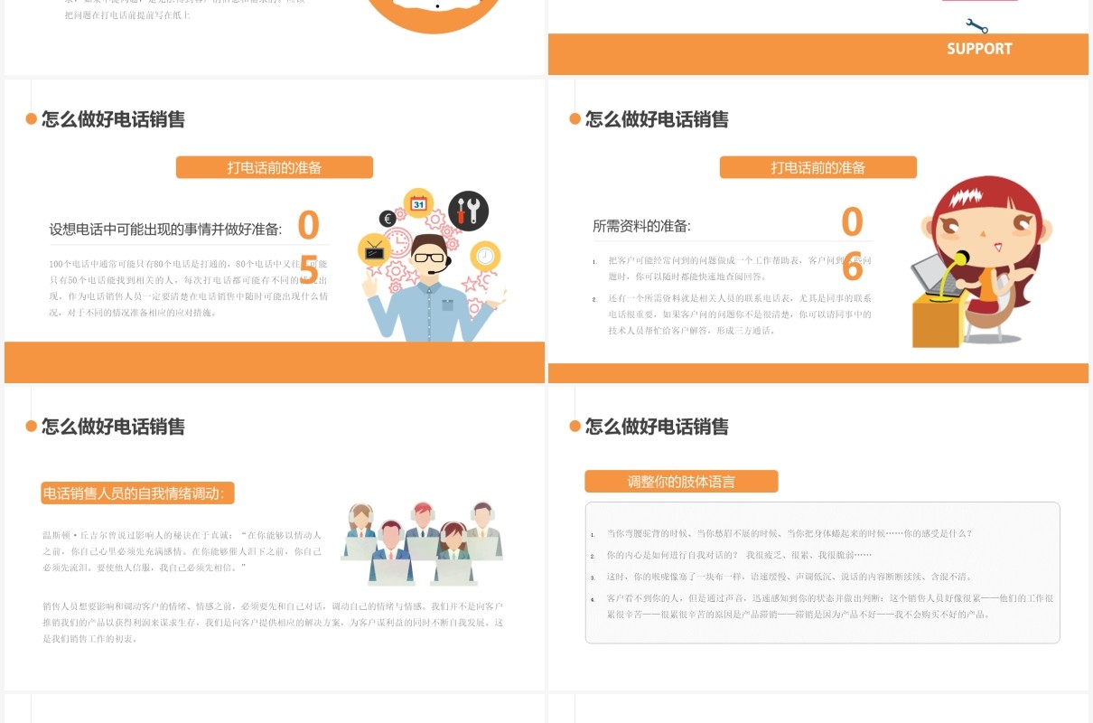 黄色简约风电话销售培训PPT模板
